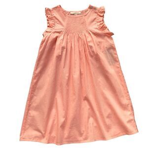 NWT GIRLS Copper 100% Light Cotton Peach, Orange, Coral Elastic Ruffle Dress
